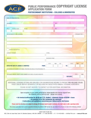 Public Performance Copyright License Application