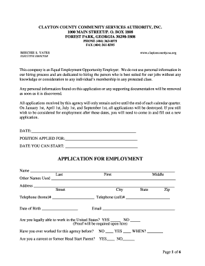 Clayton County Employment Application Form