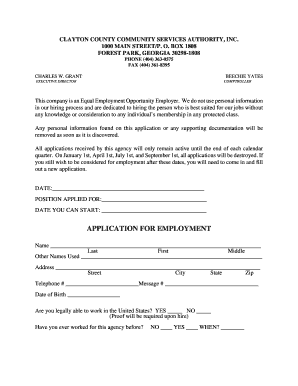 Clayton County Employment Application Form