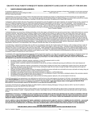 Granite Peak Parent Frequent Skier Agreement