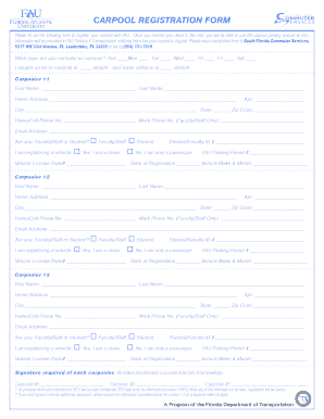 FAU Carpool Registration Form