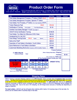 Product Order Form