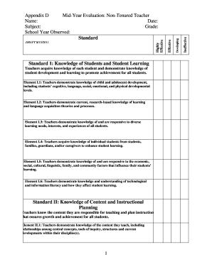 Mid-Year Evaluation Form for Non-Tenured Teachers