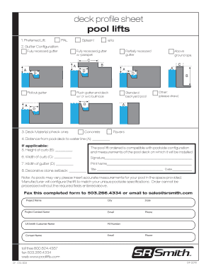 Pool Lift Configuration Form