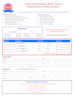 Labor Law Postings Order Form