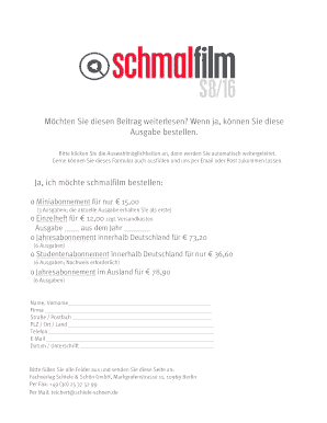 Subscription Order Form