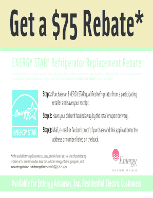 ENERGY STAR Refrigerator Replacement Rebate Form