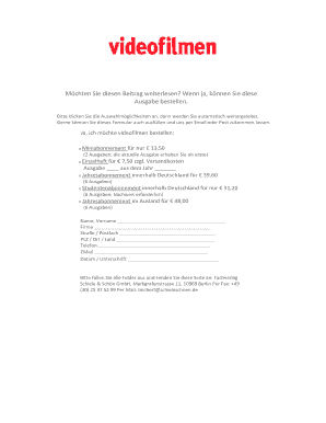 Abonnement Bestellformular