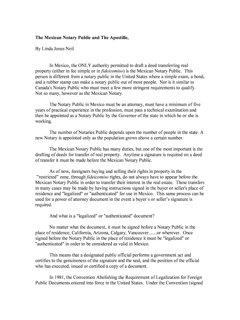Fillable Online The Mexican Notary Public and The Apostille, Fax Email Print pdfFiller