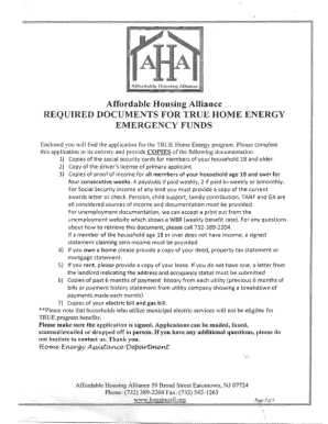 TRUE Home Energy Assistance Application