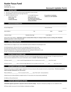 Auxier Focus Fund Account Update Form