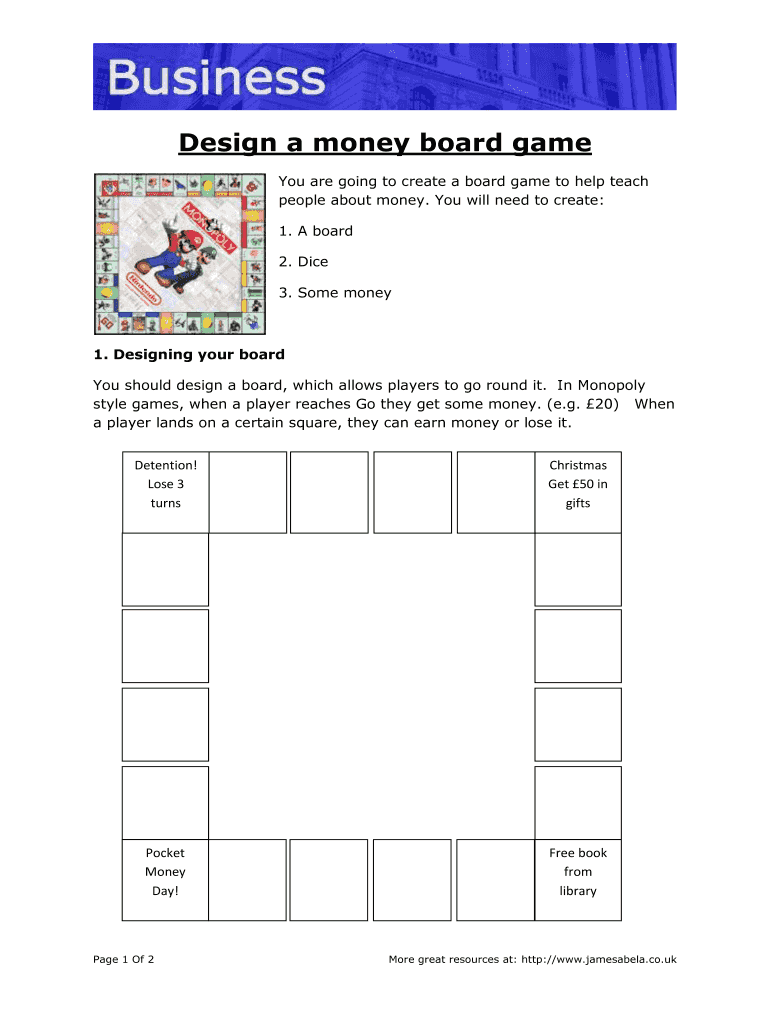 Fillable Online Design a money board game Fax Email Print - pdfFiller