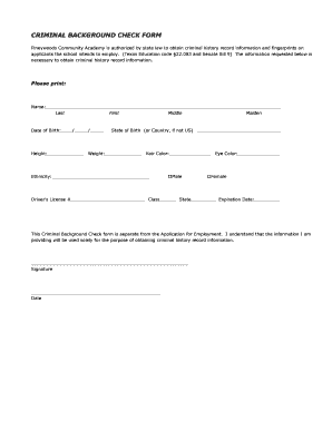 Criminal Background Check Form