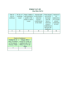 VAT Certificate Form 159