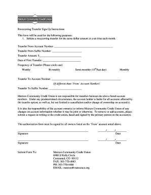 Recurring Transfer Sign-Up Form