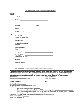 Member Wire-Out Authorization Form