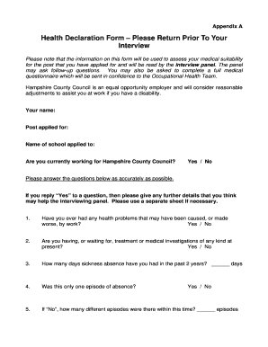 Health Declaration Form