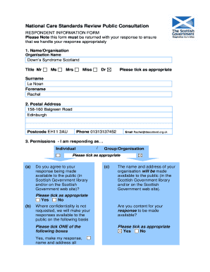 National Care Standards Review Respondent Information Form