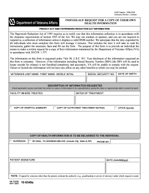 VA Form 10-5345a