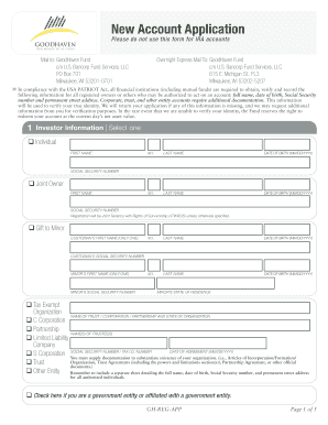 GoodHaven Fund New Account Application