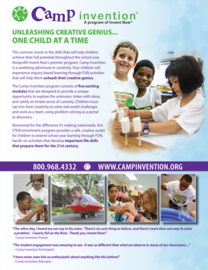 Camp Invention Registration Form