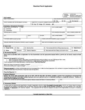 Michigan Electrical Permit Application