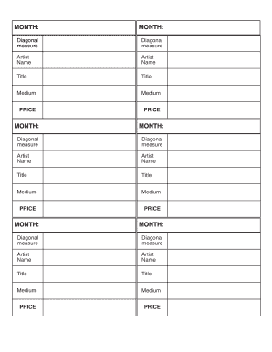 Artwork Inventory Form