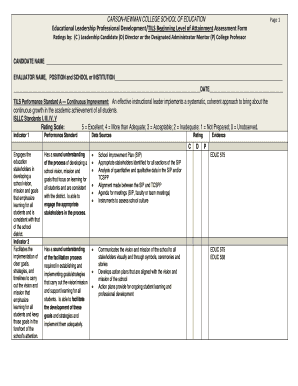 Educational Leadership Professional Development Assessment Form