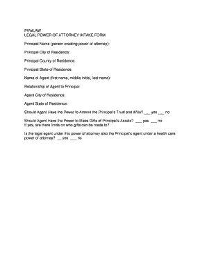Legal Power of Attorney Intake Form