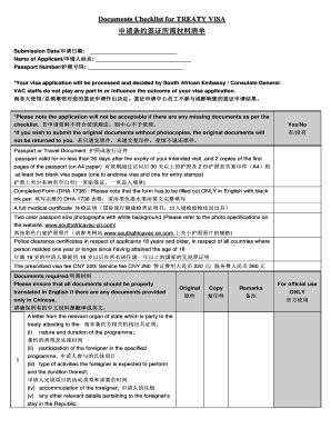Treaty Visa Application Checklist