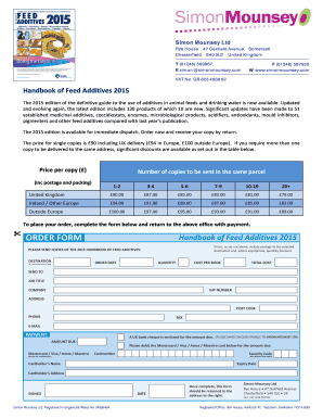 Handbook of Feed Additives 2015 Order Form