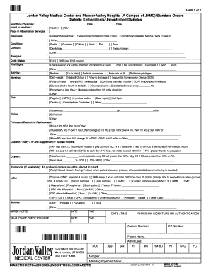 Diabetic Ketoacidosis Admission Orders