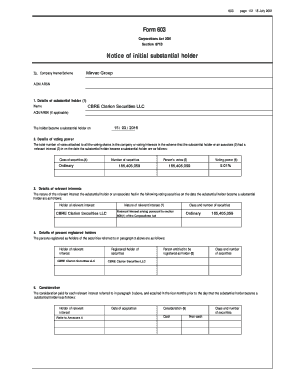Form 603 Notice of Initial Substantial Holder