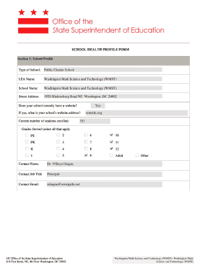 School Health Profile Form