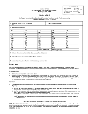 Form ADV-E Certificate of Accounting