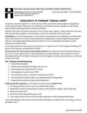 Hennepin County Itinerant Special Event Food License Application