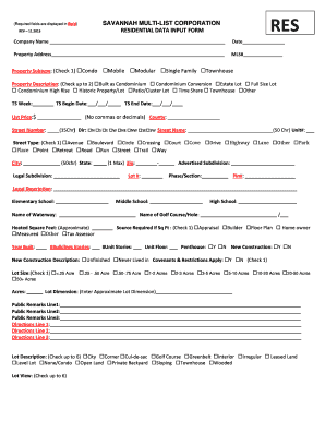 Residential Data Input Form