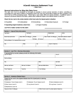 ACandS Asbestos Settlement Trust Claim Form
