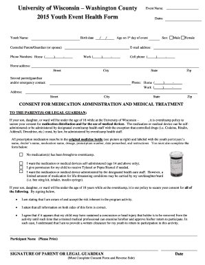 University of Wisconsin Youth Event Health Form