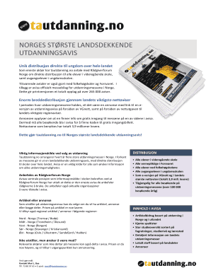 Norwegian Education Newspaper Advertising Order Form