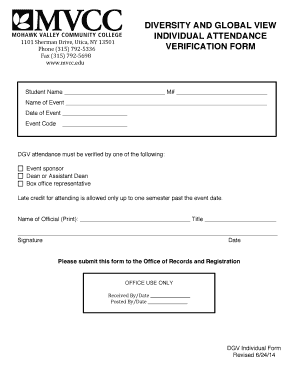 Diversity and Global View Attendance Verification Form
