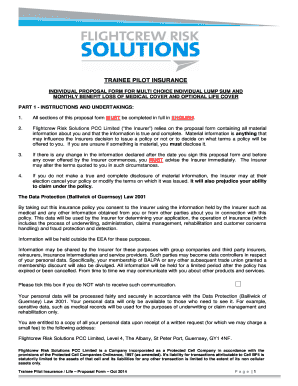 Trainee Pilot Insurance Proposal Form