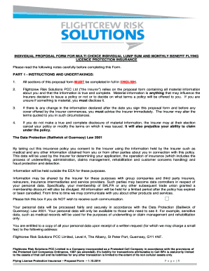 Flying Licence Protection Insurance Proposal Form