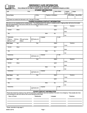 Emergency Care Information Form
