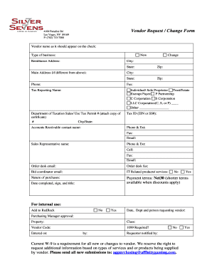 Vendor Request Change Form
