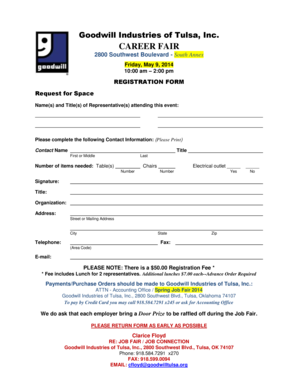 Goodwill donation calculator california - Job Fair Registration FormMay 2014 - goodwilltulsa