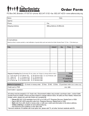 Safer Society Press Order Form
