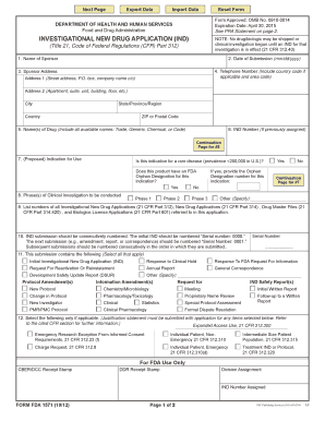 Investigational New Drug Application Form FDA 1571