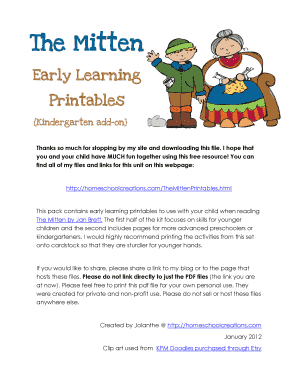 The Mitten Early Learning Printables