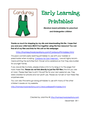 Corduroy Early Learning Printables